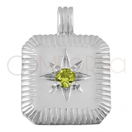 Gold-plated sterling silver 925 Peridot birthstone pendant (August) 11.5 x 12.5mm