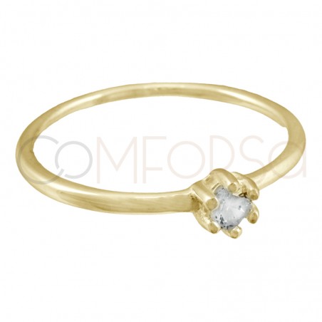 Gold-plated sterling silver 925 ring with crystal zirconia