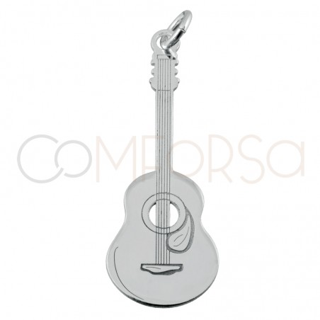 Sterling silver 925 Spanish guitar pendant 10 x 29.5mm