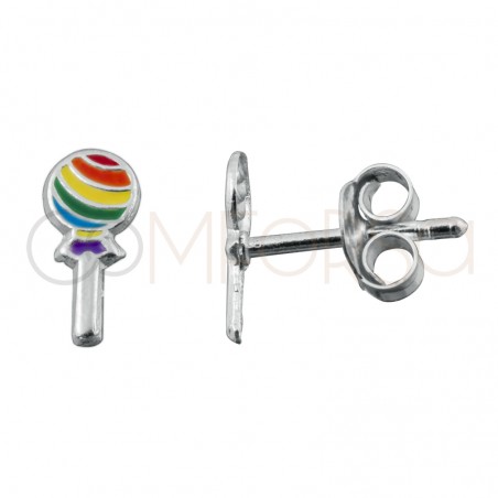 Aretes chupa chups 4x8mm Plata 925