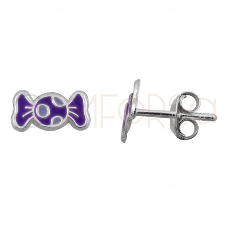 Sterling silver 925 violet candy earrings 8.5 x 4.5mm