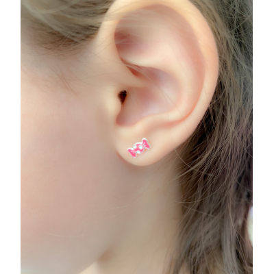 Sterling silver 925 pink candy earrings 8.5 x 4.5mm