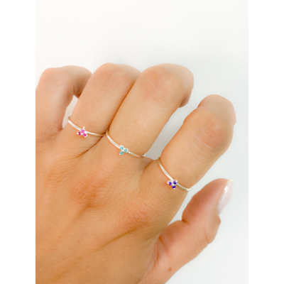 Anillo 3 circonias Tanzanite plata 925