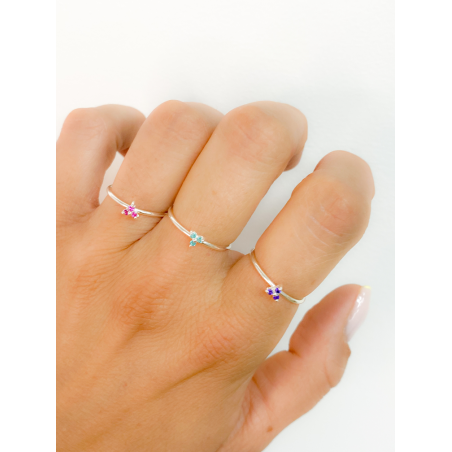 Anillo 3 circonias Tanzanite plata 925