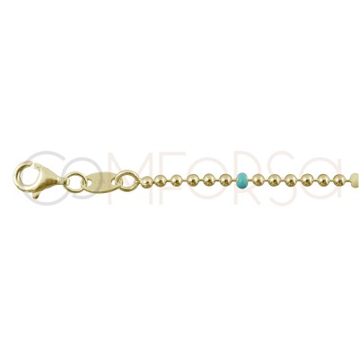 Gold-plated sterling silver 925 choker with blue enameled balls 40 cm + 5 cm