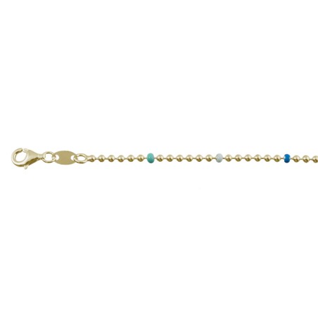 Gold-plated sterling silver 925 choker with blue enameled balls 40 cm + 5 cm