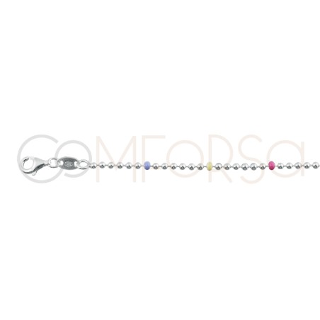 Gold-plated sterling silver 925 choker with pastel colour enameled balls 40 cm + 5 cm