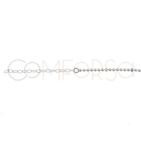 Gold-plated sterling silver 925 choker with pastel colour enameled balls 40 cm + 5 cm