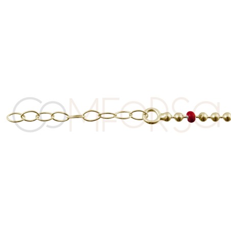 Gold-plated sterling silver 925 bracelet with green, coral and lilac balls 17cm + 4cm