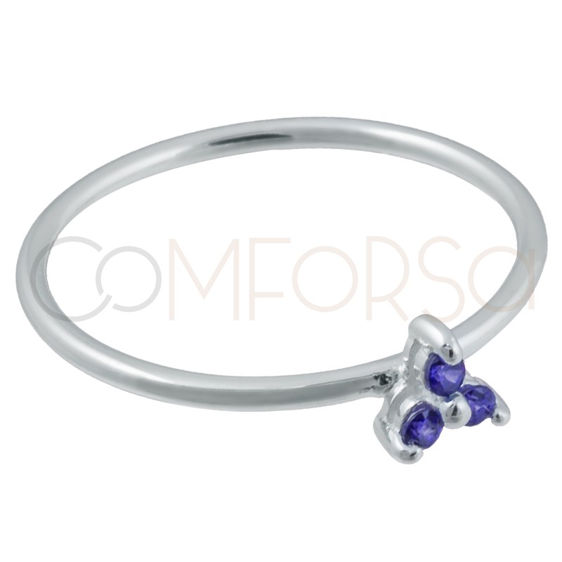 Anillo 3 circonitas Tanzanite plata 925