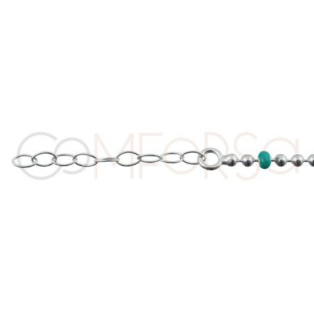 Gold-plated sterling silver 925 anklet with blue enameled balls 21.5cm + 4.5cm