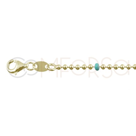 Gold-plated sterling silver 925 anklet with blue enameled balls 21.5cm + 4.5cm