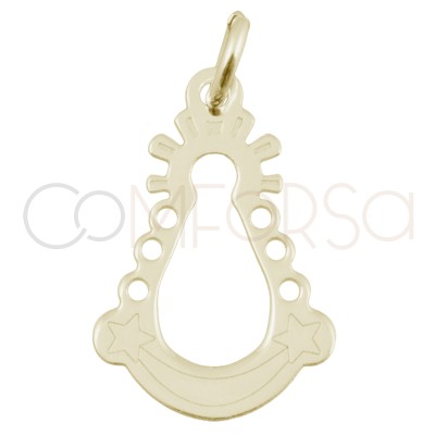 Colgante calado Virgen del Rocío 8.4 x 17.2mm Plata 925 chapada en oro