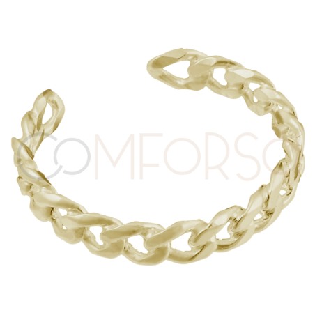 Gold-plated sterling silver 925 thin curb chain ring 3.5mm