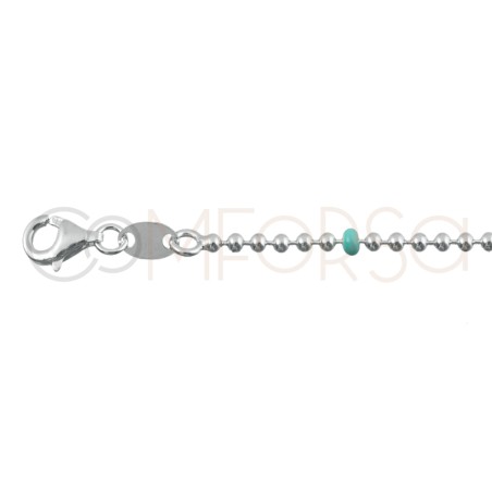 Sterling silver 925 anklet with green, coral and lilac balls 21.5cm + 4.5cm