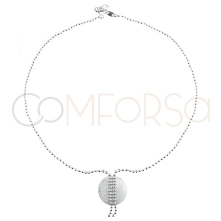 Sterling silver 925 choker with balls and circle detail 40cm + 5cm