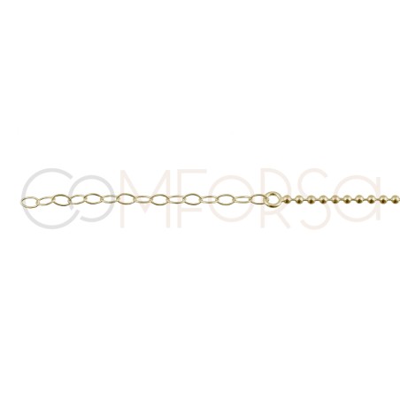Gold-plated sterling silver 925 choker with balls and circle detail 40cm + 5cm