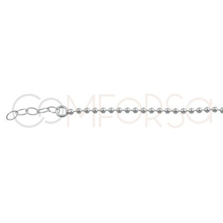 Sterling silver 925 bracelet with little balls and circle detail 17cm + 4cm