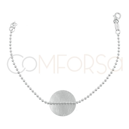 Sterling silver 925 bracelet with little balls and circle detail 17cm + 4cm