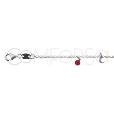 Sterling silver 925 enameled charms bracelet