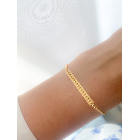 Gold-plated sterling silver 925 bracelet with little balls and bar detail 17cm + 4cm