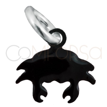 Colgante cangrejo con esmalte negro 10x7mm Plata 925