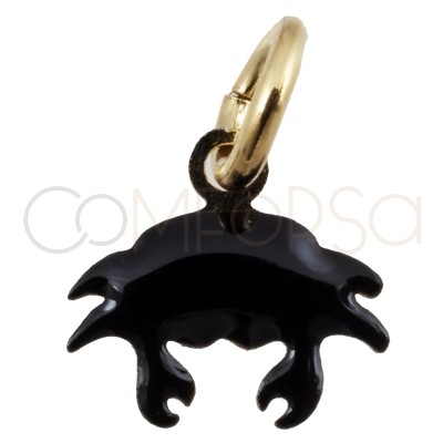 Colgante cangrejo con esmalte negro 10x7mm Plata 925