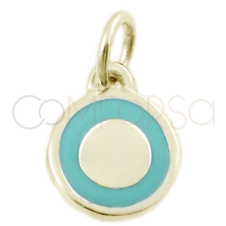 Gold-plated sterling silver 925 mint green circle pendant 8mm