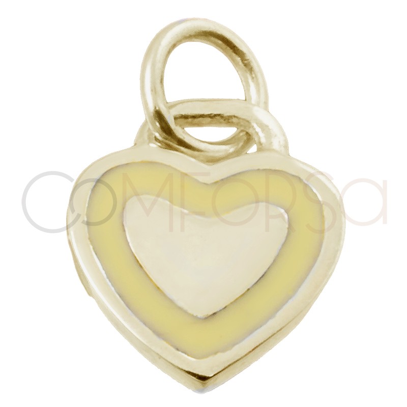 Colgante corazón amarillo 9x11mm Plata 925 chapada en oro