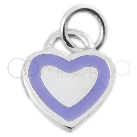 Sterling silver 925 purple heart pendant 11x9mm
