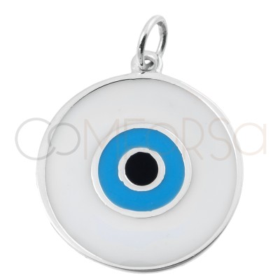 Colgante ojo turco redondo 20mm Plata 925