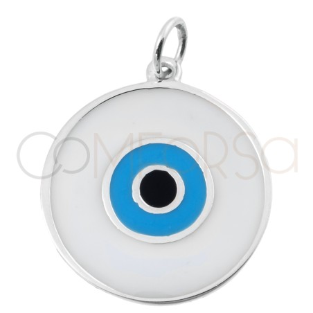 Sterling silver 925 round Turkish eye pendant 20mm