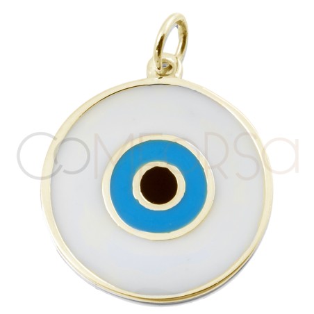 Sterling silver 925 round Turkish eye pendant 20mm