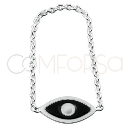 Sterling silver 925 black Turkish eye chain ring