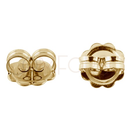 Gold-plated sterling silver 925 ear nut with waves 10mm