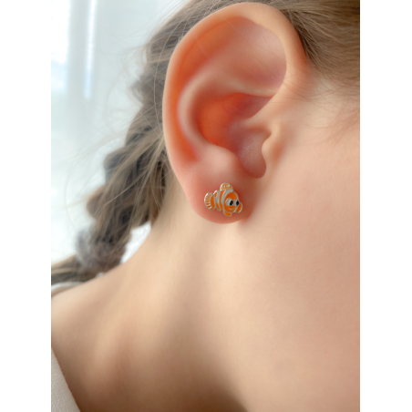 Pendiente pez payaso 9.5x8mm Plata 925