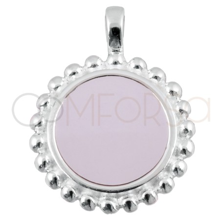 Sterling silver 925 cream enameled pendant with beads detail 15mm
