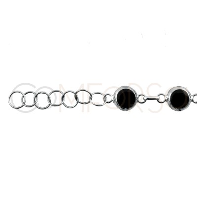 Pulsera ónix con bisel 8mm Plata 925