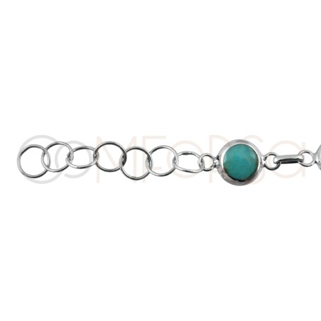 Sterling silver 925 turquoise bracelet with bezel 8mm