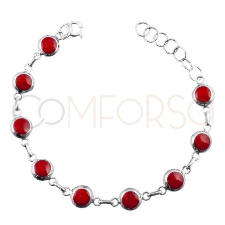 Sterling silver 925 red bracelet with bezel 8mm