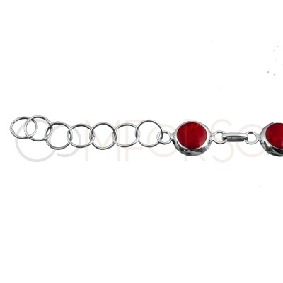 Sterling silver 925 red bracelet with bezel 8mm