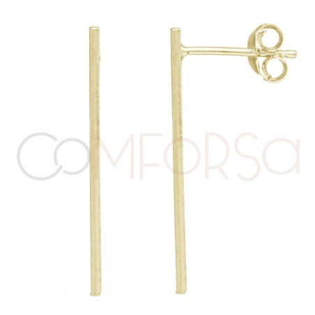Gold-plated sterling silver 925 bar earring 1 x 25mm