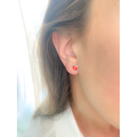 Arete coral prensado con bisel 8mm Plata 925