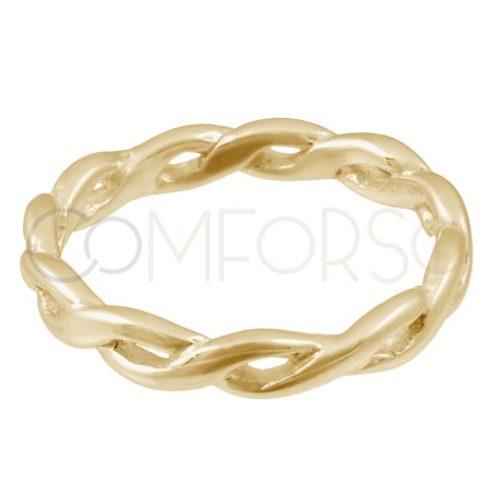 Gold-plated sterling silver 925 braided ring 3mm