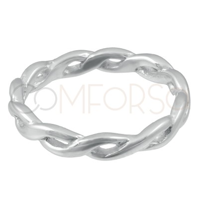 Anillo trenzado 3mm Plata 925 chapada en oro