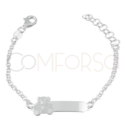 Sterling silver 925 bear bar bracelet 13 cm with 3cm extender