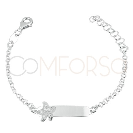 Esclava estrella 13 cm con alargador 3 cm plata