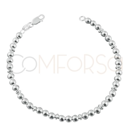 Pulsera bola con disco 4 mm 18 cm plata 925