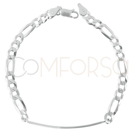 Sterling silver 925 flat figaro bracelet 19cm