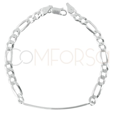 Sterling silver 925 flat figaro bracelet 21cm